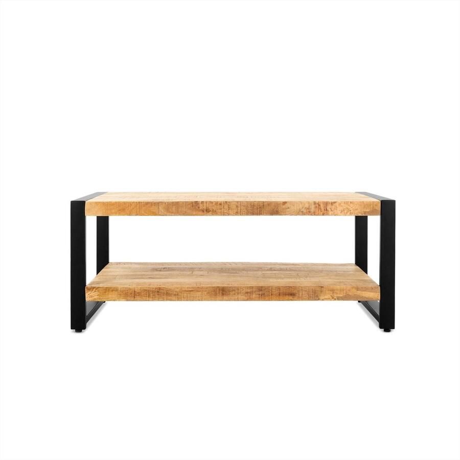 Meubelplaats.nl Salontafel Mangohout Britt met onder plank 110 cm Duurzaam Bijzettafel Tafel Eettafel Woonkamer Opzettafel Massief Mango hout - Foto 3
