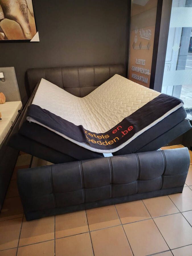 Meubels Home Boxspring bed Spain compleet 180X200 met opbergruimte matras en topper inbegrepen zetelsenbedden zwart boxspring
