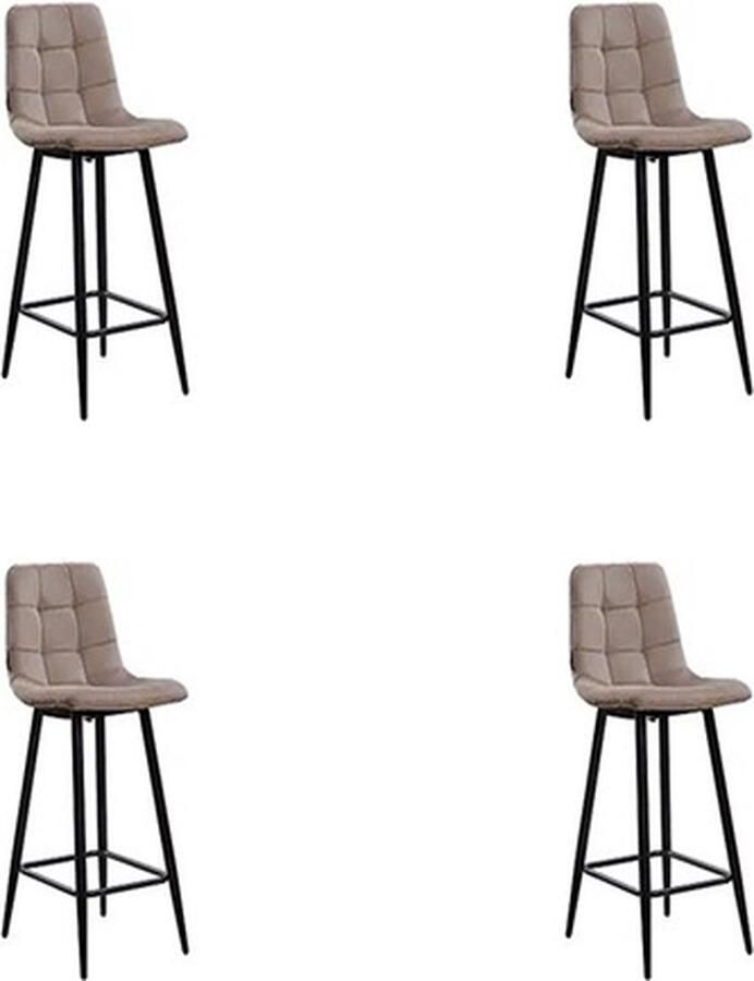 Meubels247 Milano Beige Barkruk Stof Set van 4