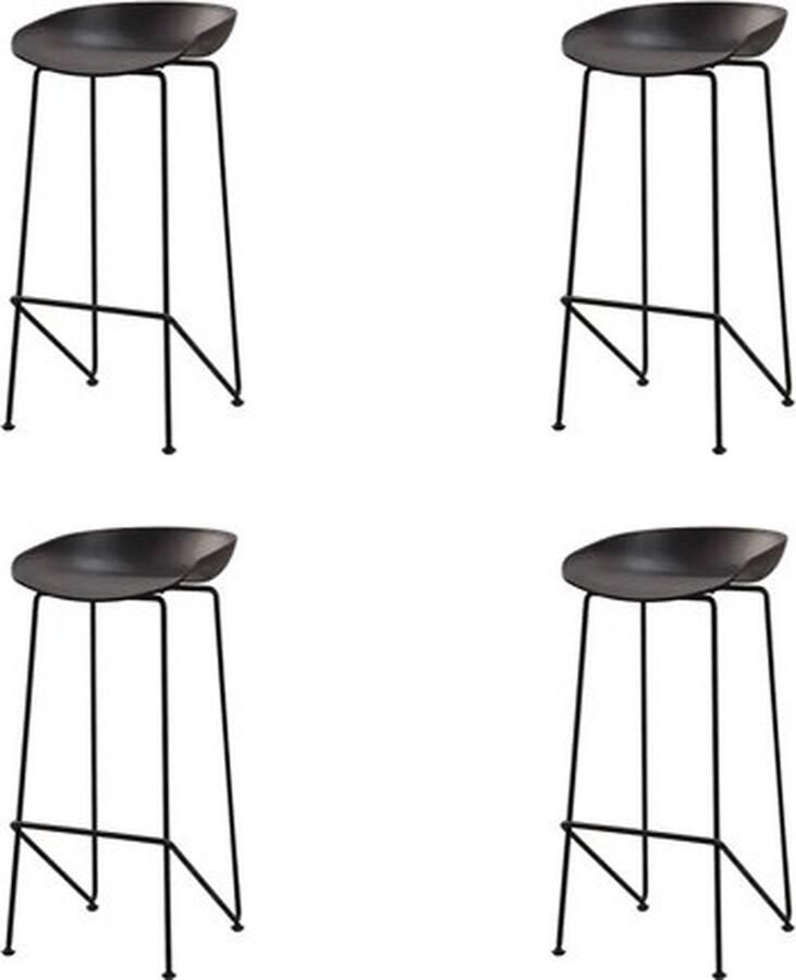 Meubels247 Treso Zwart Barkruk Kunststof Set van 4