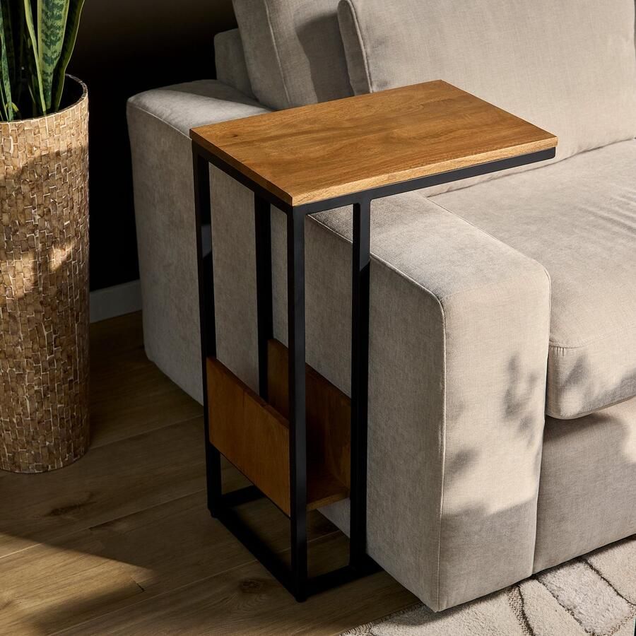 Meubels4nu Laptoptafel Slider Banktafeltje Bijzettafel Extra hoog 72cm Mangohout Duurzaam Snelle levering