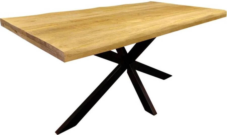 MeubelsExpert Eettafel Live Edge 140x90x78 cm mangohout en metaal