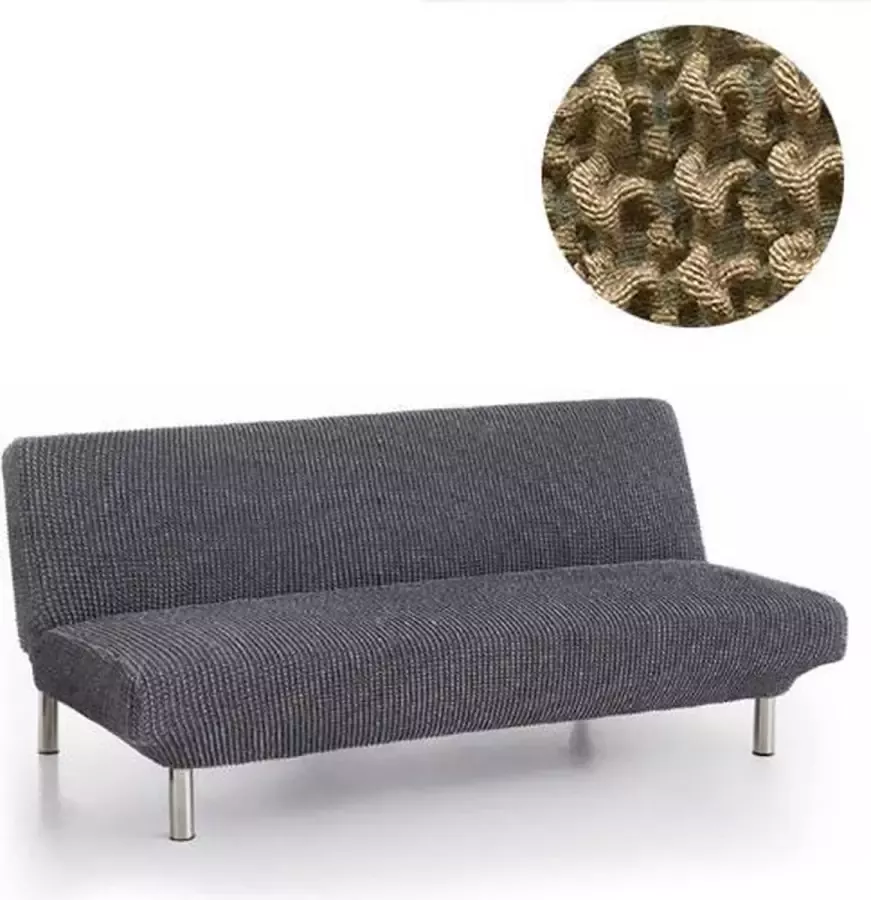 Belmarti Bankhoes Milos Click Clack slaapbank 160cm tot 210cm breed Beige Premium elastische stof Ademend en antistatisch voor ultiem zit- en slaapcomfort