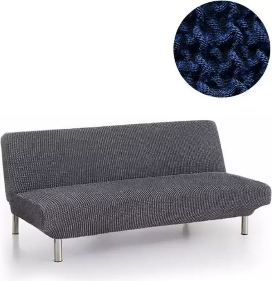 Belmarti Bankhoes Milos Click Clack slaapbank 160cm tot 210cm breed Blauw Hoge kwaliteit stof met maximale elasticiteit voor slaapbanken Antistatisch van ademend Katoen voor zitten en slapen zonder zweten