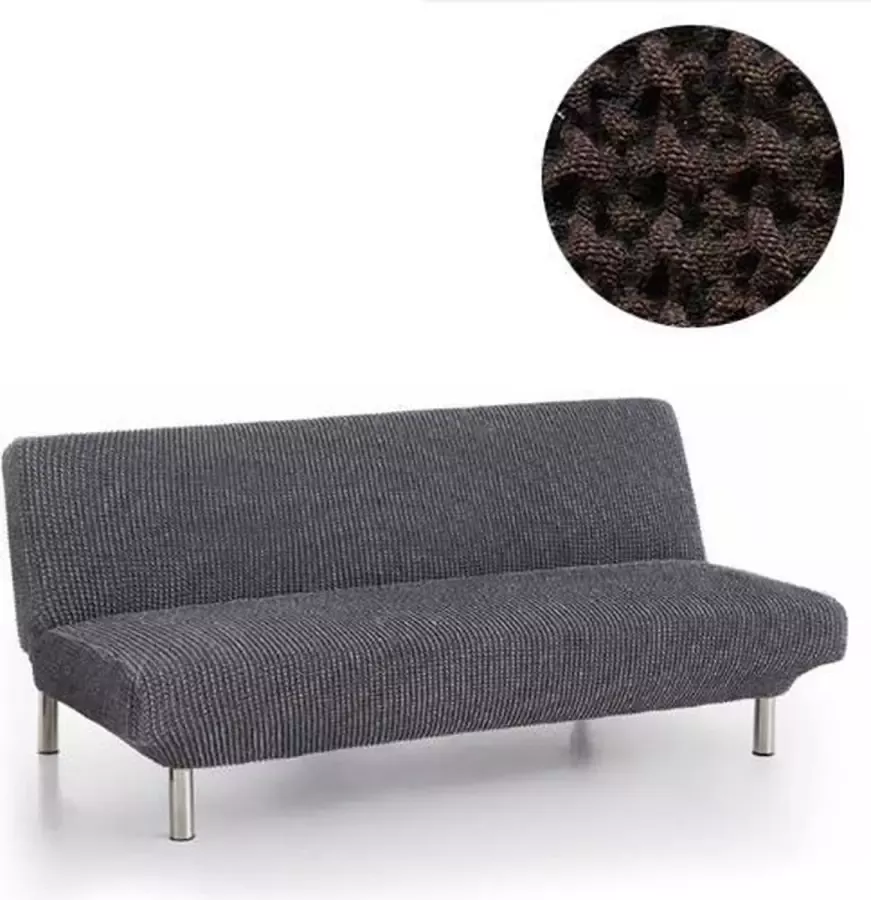 Belmarti Bankhoes Milos Click Clack slaapbank 160cm tot 210cm breed Bruin Hoge kwaliteit stof met maximale elasticiteit voor slaapbanken Antistatisch van ademend Katoen voor zitten en slapen zonder zweten