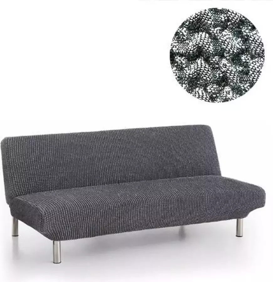 Belmarti Bankhoes Milos Click Clack slaapbank 160cm tot 210cm breed Donkergrijs Hoge kwaliteit stof met maximale elasticiteit voor slaapbanken Antistatisch van ademend Katoen voor zitten en slapen zonder zweten