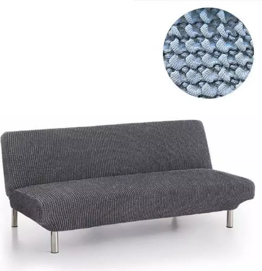 Belmarti Bankhoes Milos Click Clack slaapbank 160cm tot 210cm breed Lichtblauw Hoge kwaliteit stof met maximale elasticiteit voor slaapbanken Antistatisch van ademend Katoen voor zitten en slapen zonder zweten