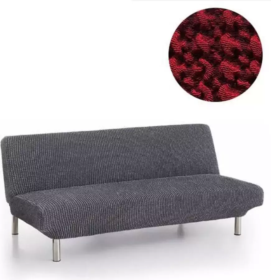 Belmarti Bankhoes Milos Click Clack slaapbank 160cm tot 210cm breed Rood Hoge kwaliteit stof met maximale elasticiteit voor slaapbanken Antistatisch van ademend Katoen voor zitten en slapen zonder zweten