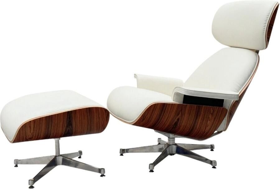 Meubilair Lounge Chair XL + Hocker Italiaans leer Zwart Palissander Fauteuil Relaxfauteuil Lounge stoel - Foto 2