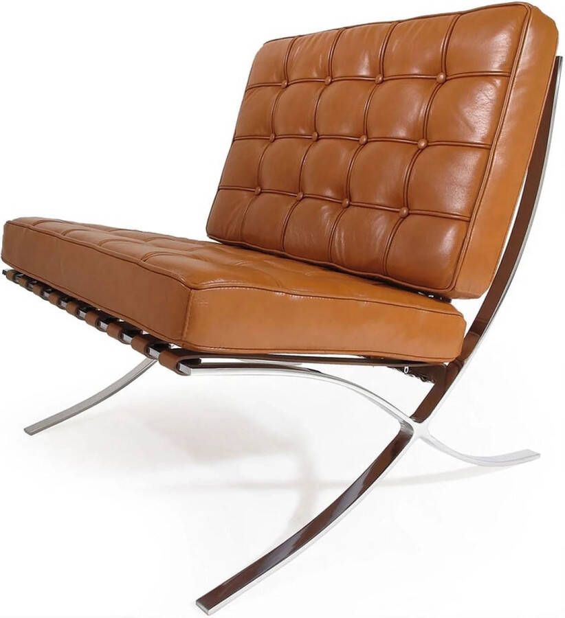 Meubilair Barcelona Chair Cognac Design Fauteuil