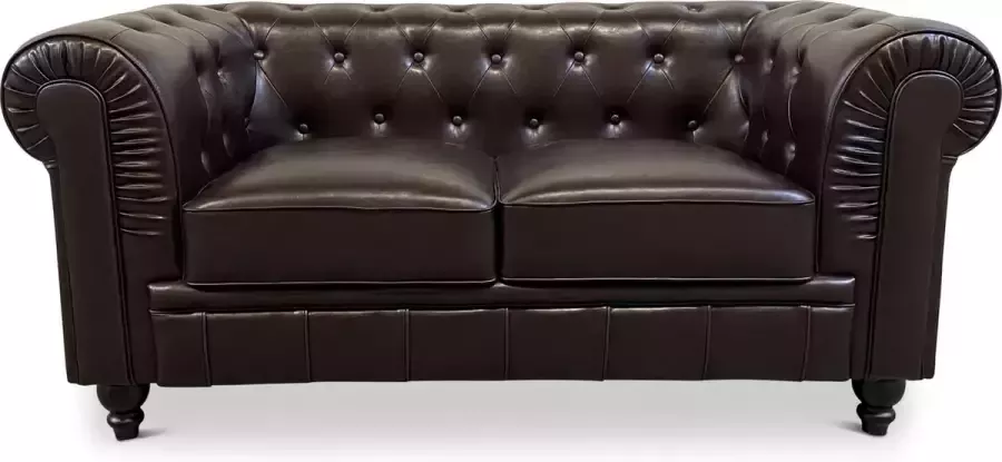 Meubeldistrict Chesterfield Bank 2 Zits Bruin mokka Leer Sofa