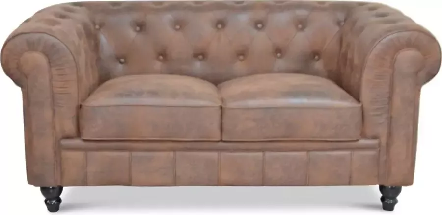 Meubilair Chesterfield Bank 2 Zits Bruin Vintage Suede leer Sofa