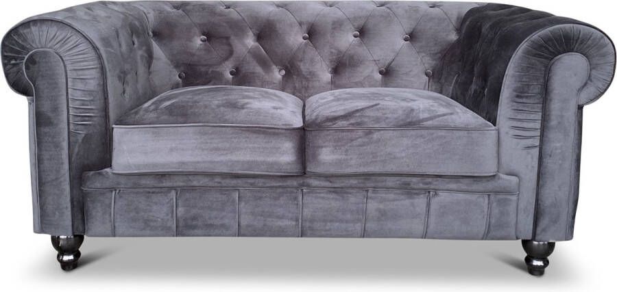 Meubilair Chesterfield Design Bank 2-Zits Velvet Zwart - Foto 1