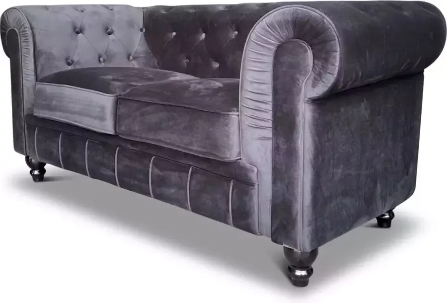 Meubilair Chesterfield Bank 2 Zits Velvet zwart Leer Sofa - Foto 2