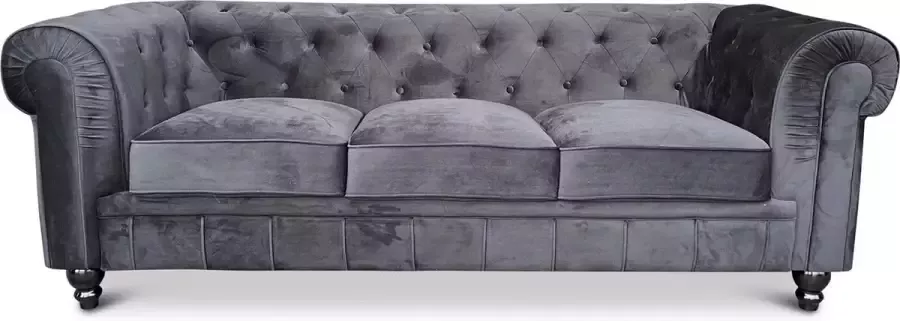 Meubilair Chesterfield Design Bank 3-Zits Velvet Zwart - Foto 1