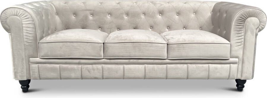 Meubeldistrict Chesterfield Bank 3 Zits Velvet wit Fluweel Sofa