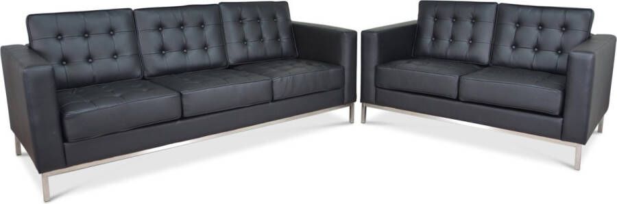 Meubilair Knoll Design Banken set 2 & 3 Zits Zwart Leder RVS