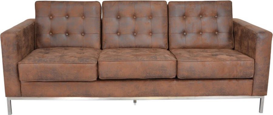 Meubilair Knoll Design Bank 3 Zits Vintage Bruin Suede leder RVS