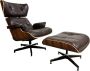 Meubilair Lounge Chair met hocker XL Bruin Mokka Fauteuil Stoel Meubi Palissander Set - Thumbnail 1