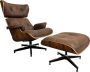 Meubilair Lounge Chair met hocker XL Bruin Vintage Fauteuil Stoel Meubi Palissander Set - Thumbnail 1