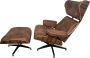 Meubilair Lounge Chair met hocker XL Bruin Vintage Fauteuil Stoel Meubi Palissander Set - Thumbnail 2