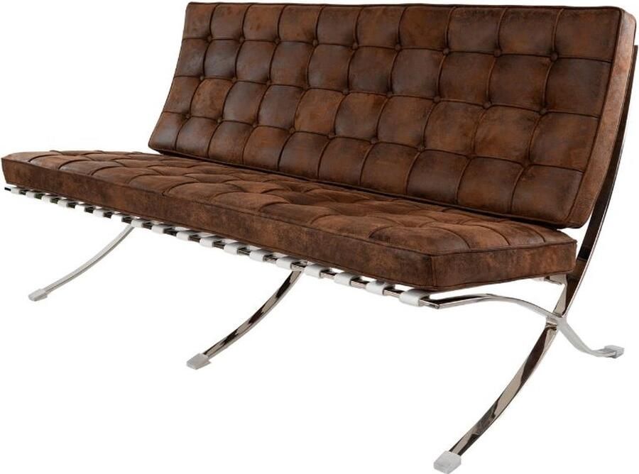 Meubilair Barcelona Chair 2-zits Bruin Vintage Fauteuil Stoel Loungestoel Relaxfauteuil Bank Velvet - Foto 2