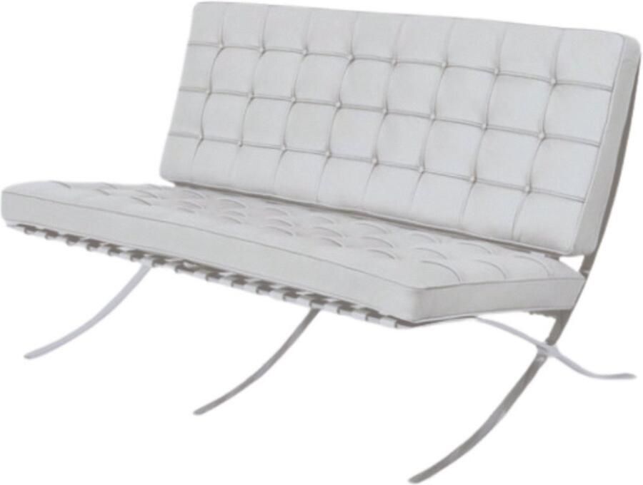 Meubilair Barcelona Chair 2-zits Wit Leer Fauteuil Stoel Loungestoel Relaxfauteuil Bank - Foto 2