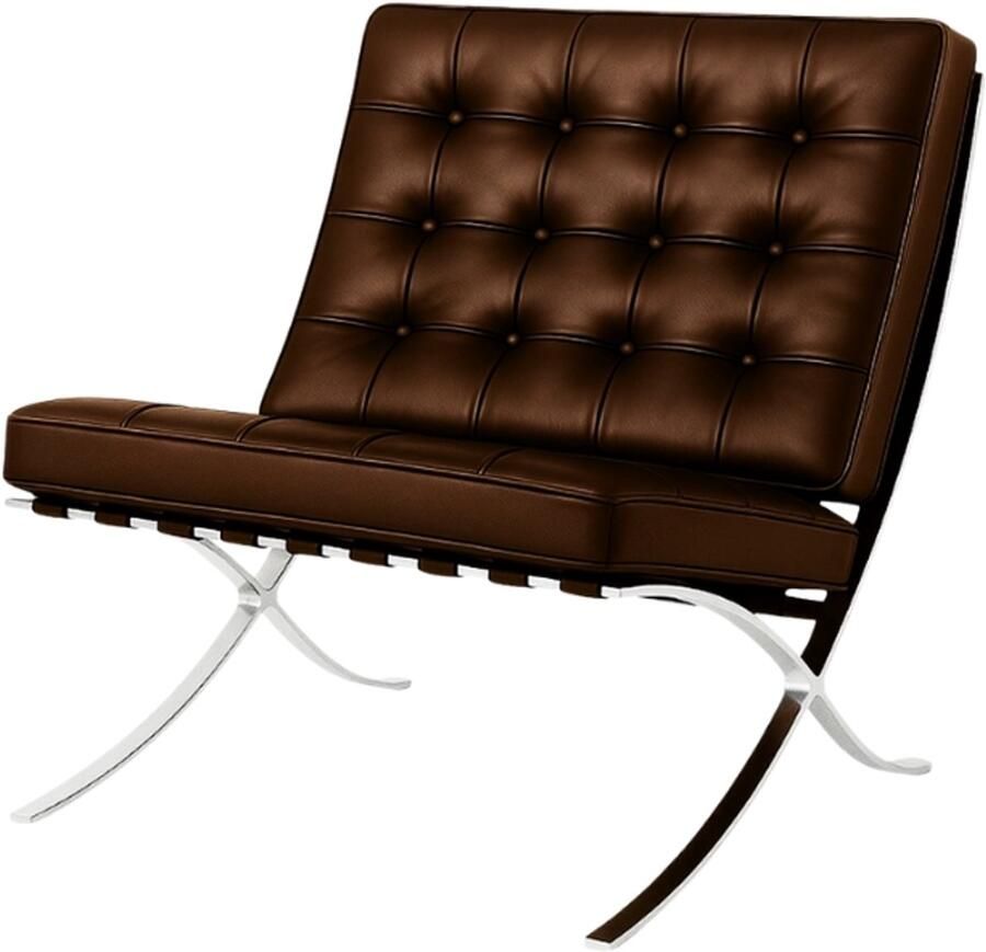 Meubilair Barcelona Chair Donker Bruin Stoel Fauteuil Luxe Variant