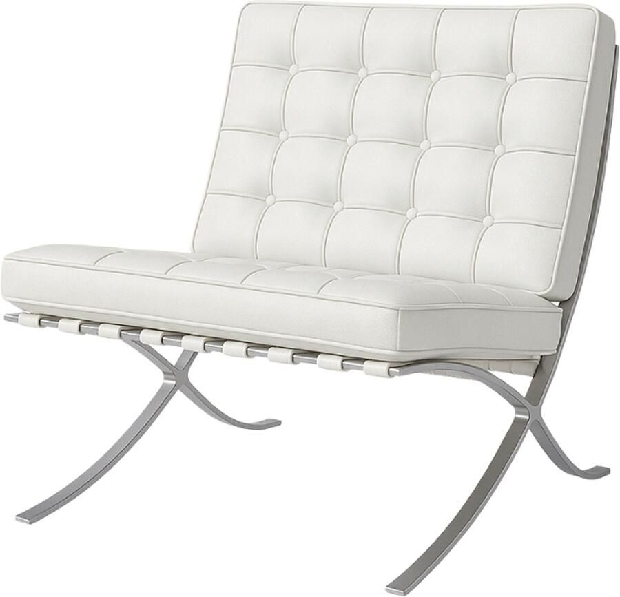 Meubilair Barcelona Chair Wit Fauteuil Stoel Zetel Lounge Leder Premium