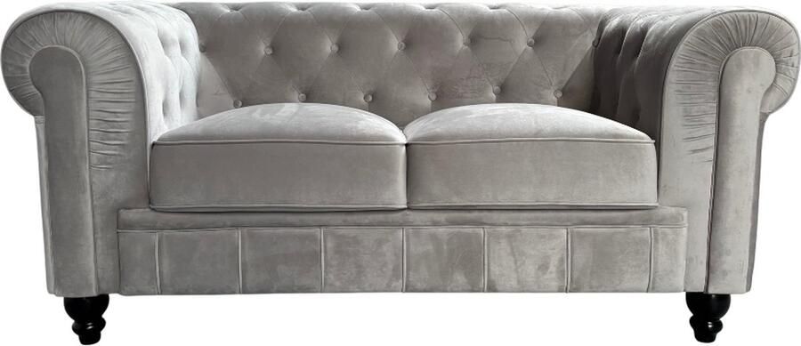 Meubilair Chesterfield Bank 2 Zits Velvet Grijs fluweel Sofa - Foto 2