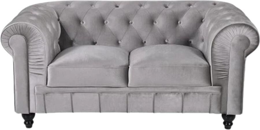 Meubilair Chesterfield Bank 2 Zits Velvet Grijs fluweel Sofa