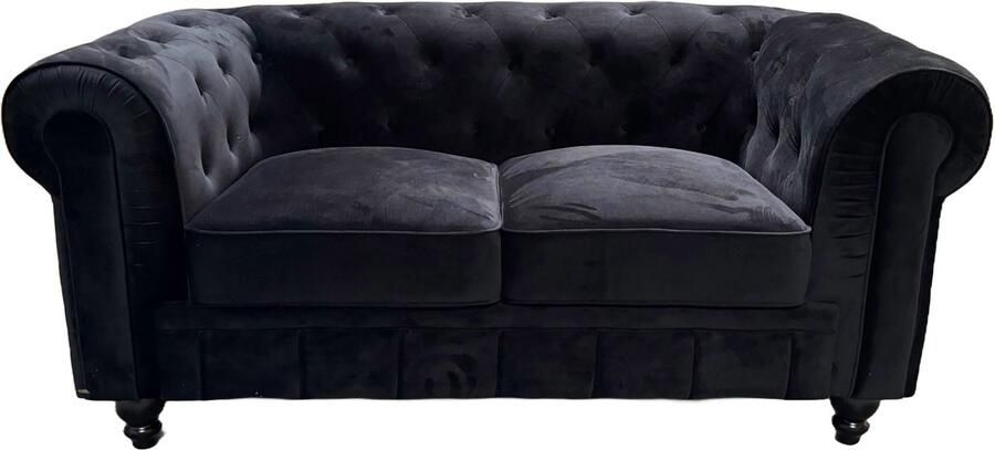 Meubilair Chesterfield Bank 2 Zits Velvet zwart fluweel Sofa - Foto 2