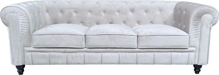 Meubeldistrict Chesterfield Bank 3 Zits Velvet wit Fluweel Sofa - Foto 3