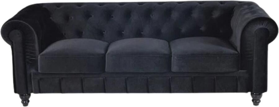Meubilair Chesterfield Bank 3 Zits Velvet Zwart Design