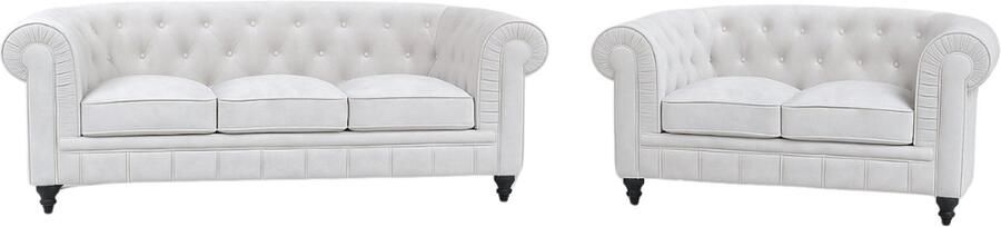 Meubilair Chesterfield Banken Set 2 & 3 Zits Velvet Wit Suede leder