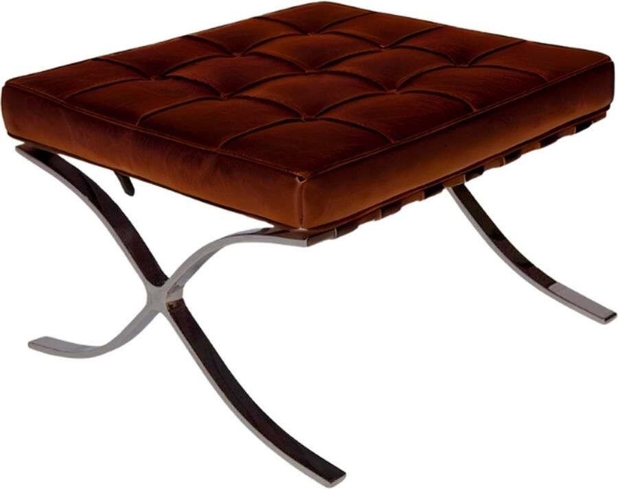 Meubilair Hocker Ottoman Voetenbank Poef Barcelona Chair Vintage Bruin