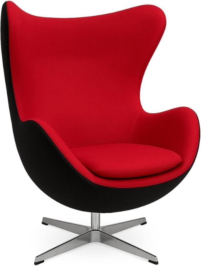 Meubilair Oval Chair Rood Zwart Tweekleurig katoen meubel stof Fauteuil Lounge Chair Stoel Zetel
