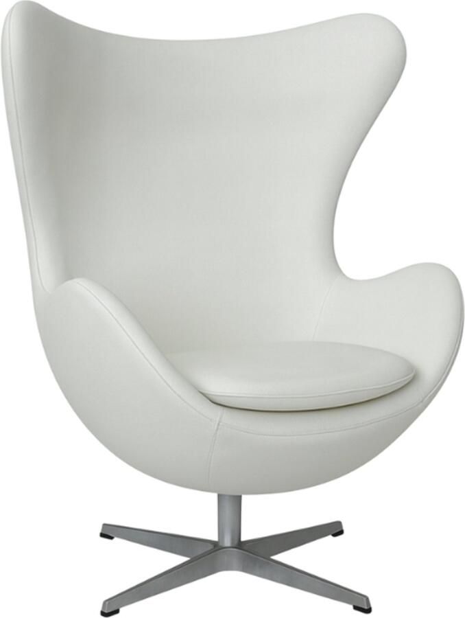 Meubilair Oval Chair Wit Leer Fauteuil Lounge Chair Stoel Zetel