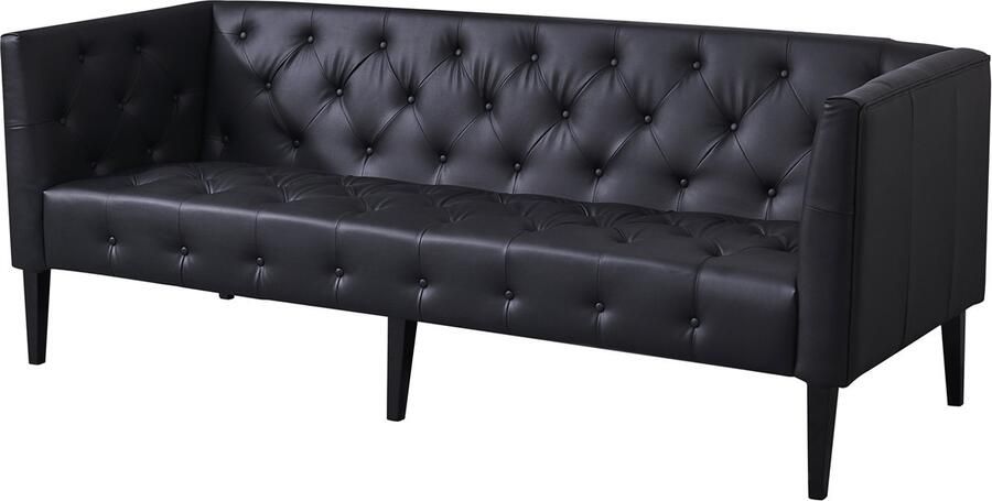 Meubilair Chesterfield Padova 3-Zits Bank Design Sofa Zwart Leer