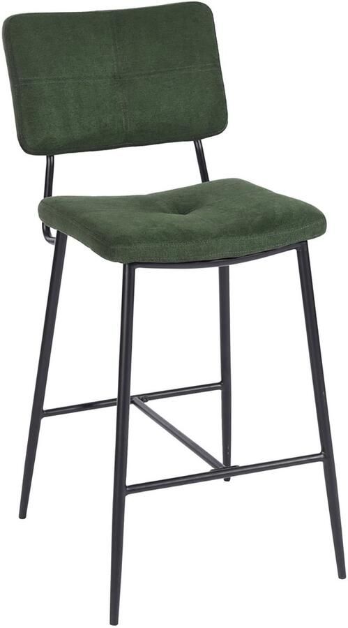 MEUBLE COSY Barstoel Set van 6 Donkergroen Kruk met rugleuning＆stabiel stalen frame Microfiber Stof Wit Moderne Look