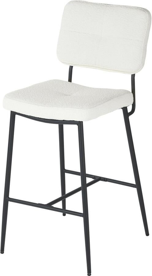 MEUBLE COSY Barstoel Set van 6 Messina Beige Kruk met rugleuning＆stabiel stalen frame Microfiber Stof Wit Moderne Look