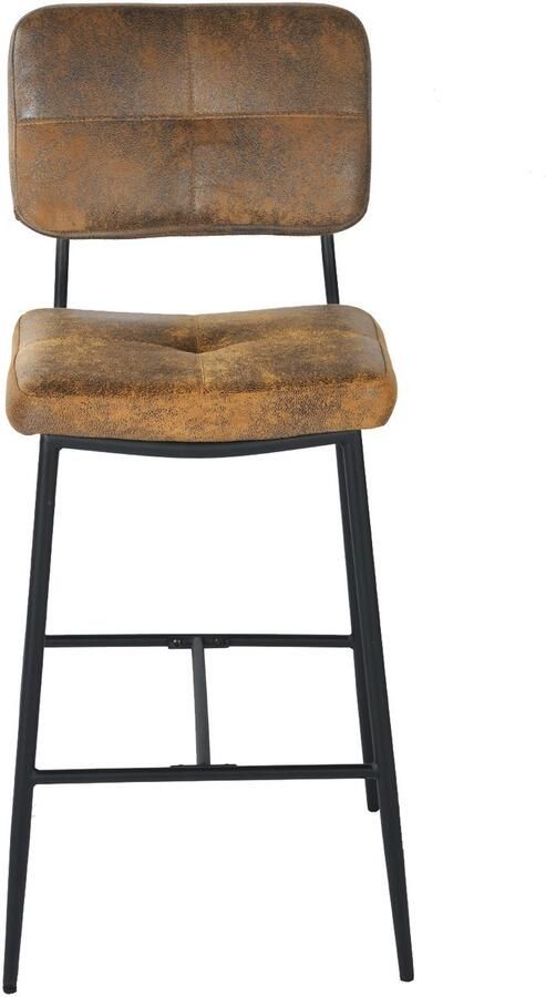 MEUBLE COSY Barstoel Set van 6 Vintage Bruin Kruk met rugleuning＆stabiel stalen frame Dik gevoerde Kunstleder