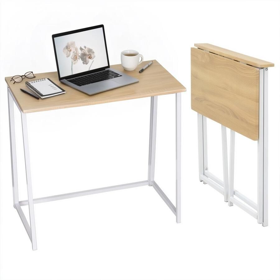 MEUBLE COSY MEUBLES COSY Eettafel Inklapbaar-Ruimtebesparend Klaptafel Metalen Onderstel-Stabiel en Stijlvol-80x40x74cm Industriel-Eik-voor Woonkamer Keuken Eetkamer - Foto 2