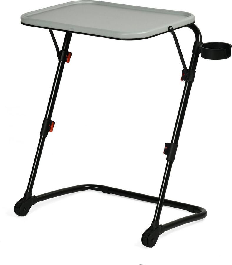 MEUBLE COSY MEUBLES COSY BASELINE Laptoptafel opvouwbaar – Bijzettafel verstelbaar in hoogte met kantelbaar blad en bekerhouder – Banktafel – Grijs