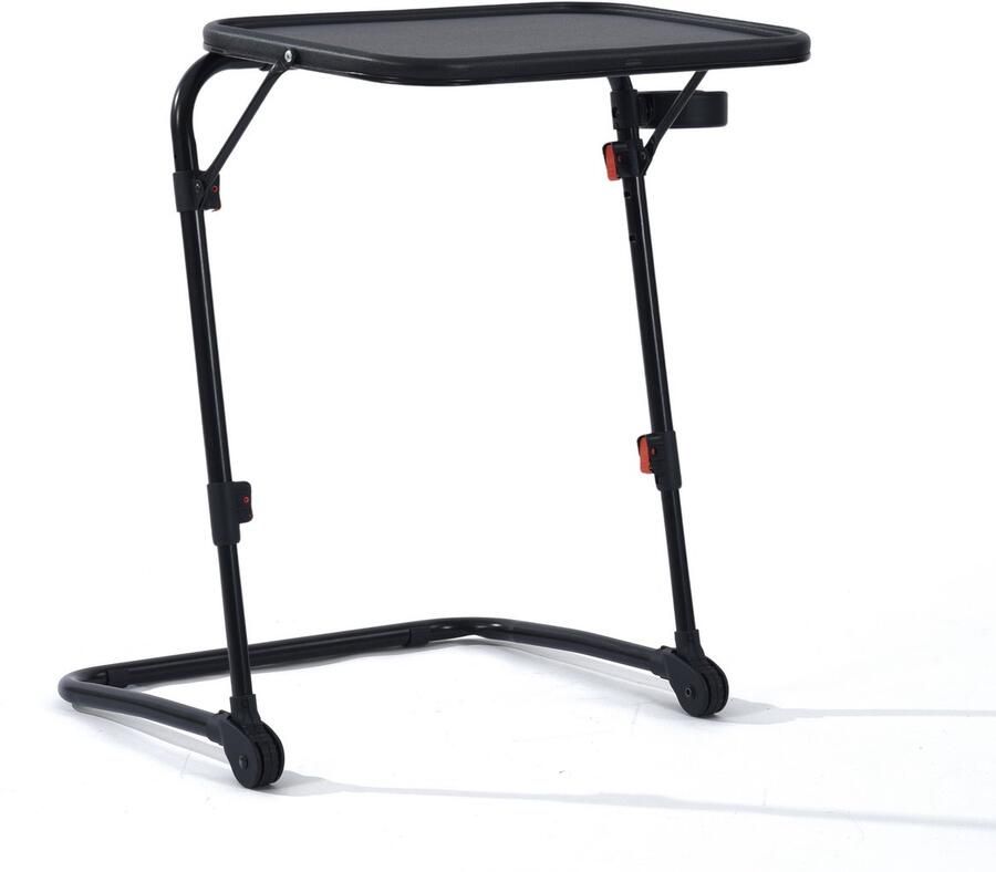 MEUBLE COSY MEUBLES COSY BASELINE Laptoptafel opvouwbaar – Bijzettafel verstelbaar in hoogte met kantelbaar blad en bekerhouder – Banktafel – Zwart