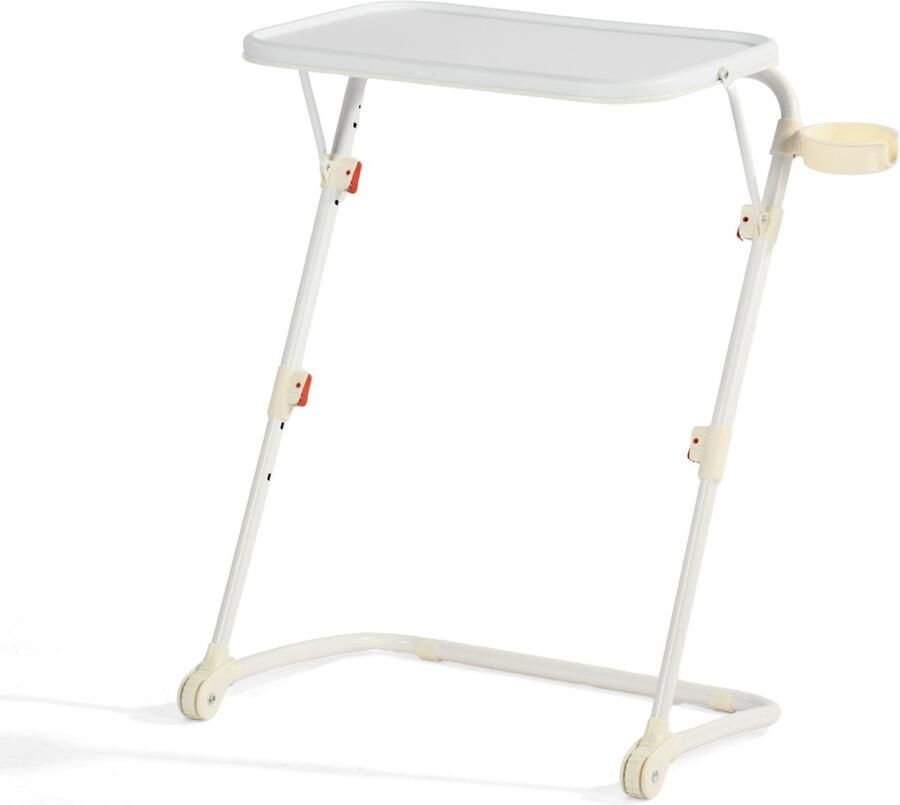 MEUBLE COSY MEUBLES COSY BASELINE Laptoptafel opvouwbaar – Bijzettafel verstelbaar in hoogte met kantelbaar blad en bekerhouder – Banktafel – Wit