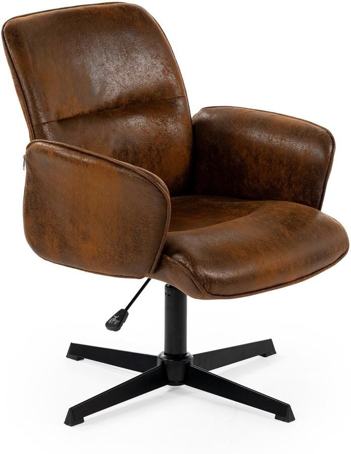 MEUBLE COSY MEUBLES COSY Bureaustoel-Leer Stoel-avec Dik gevoerde Kunstleder-Cinnamon-360 Graden Draaibaar-Vintage u Stijlvol Ergonomische Bureaustoel