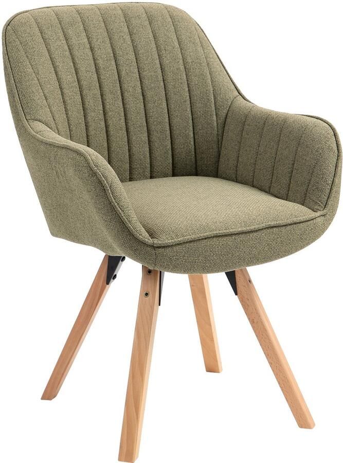 MEUBLE COSY Meubles Cosy – CARSON – 1 draaibare eetkamerstoel – Groen – Stoffen zitting – 360° draaifunctie