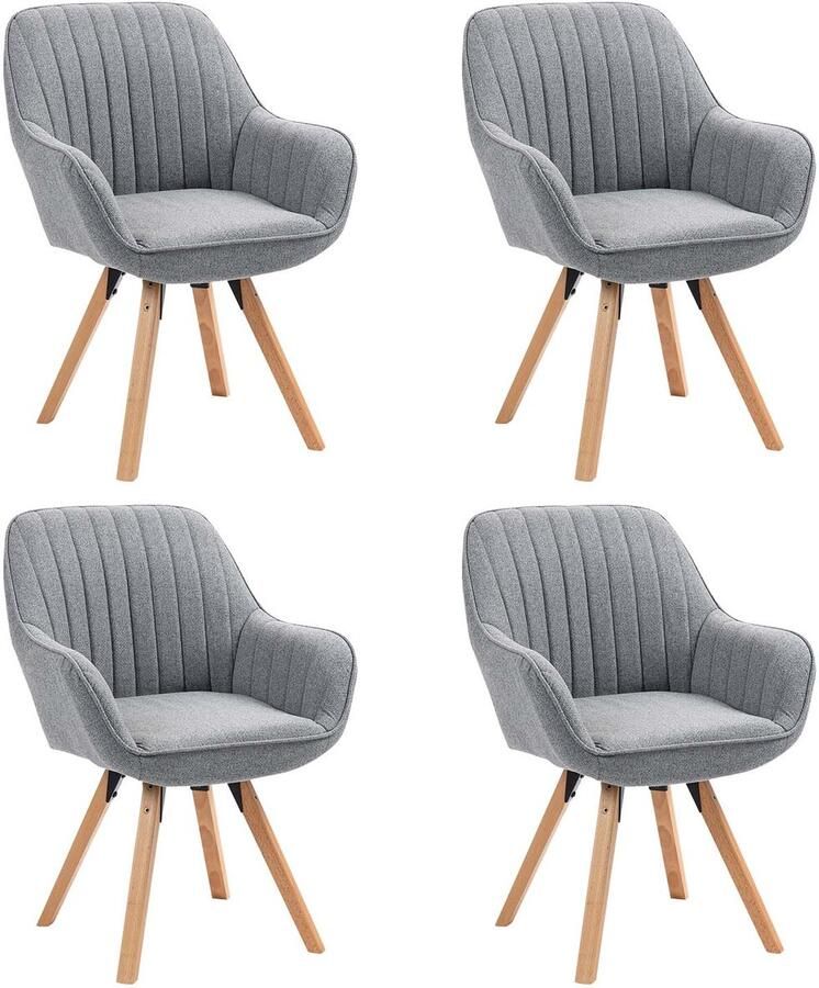 MEUBLE COSY Meubles Cosy – CARSON – Set van 4 draaibare eetkamerstoelen – Grijs – Stoffen zitting – 360° draaifunctie