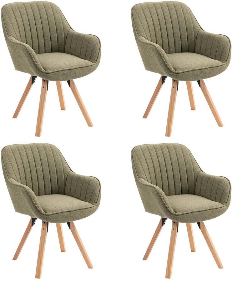 MEUBLE COSY Meubles Cosy – CARSON – Set van 4 draaibare eetkamerstoelen – Groen – Stoffen zitting – 360° draaifunctie